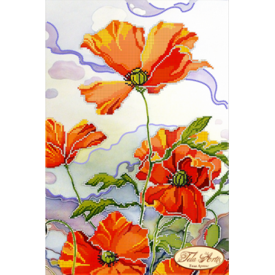 Bead Art Kit - White Sky Poppies (Batik)
