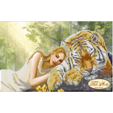 Bead Art Kit - Small Lady & Tiger (Midday Sleep)