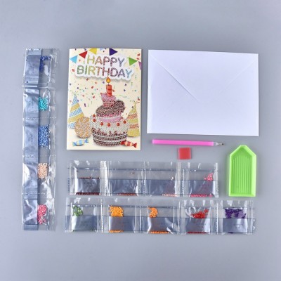 Rhinestone Art Kit - Birthday Cake Card