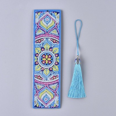Rhinestone Art Kit - Blue Mandala Tassel Bookmark
